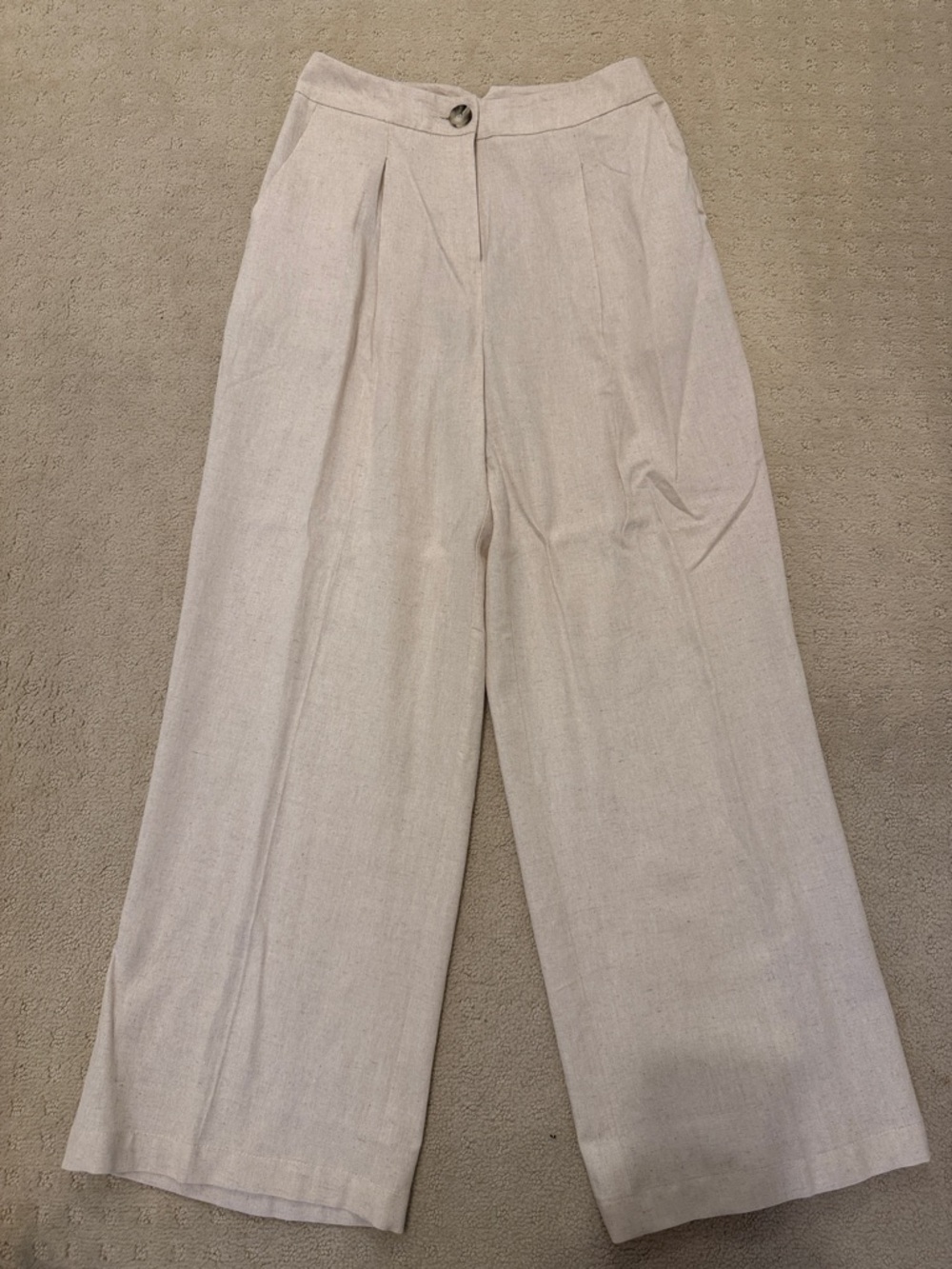 Miss Selfridge Cream Wide-Leg Pleated Trousers
